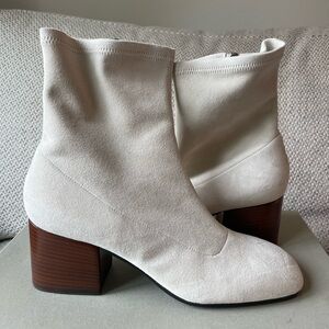 Marni Cream Suede Block Heel Ankle Boots